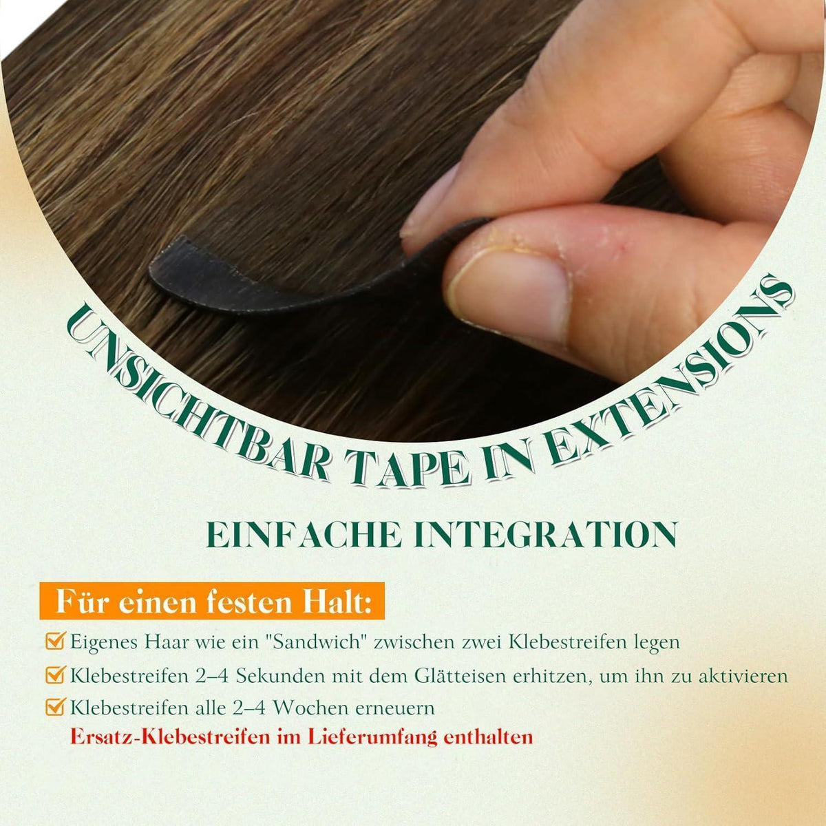 Echthaar Tape Extensions Braun Balayage Ombre 35cm