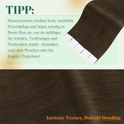 Echthaar Tape-in Extension Dunkelbraun #2 40cm
