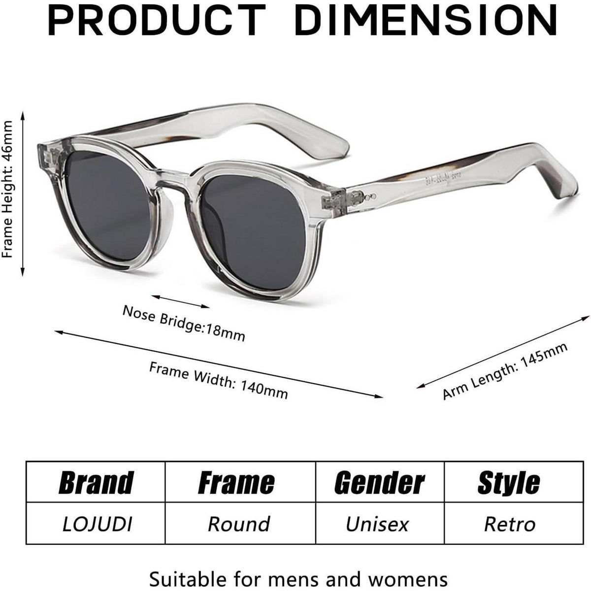 Retro Sonnenbrille Damen Herren – Runde Vintage Brille mit UV Schutz
