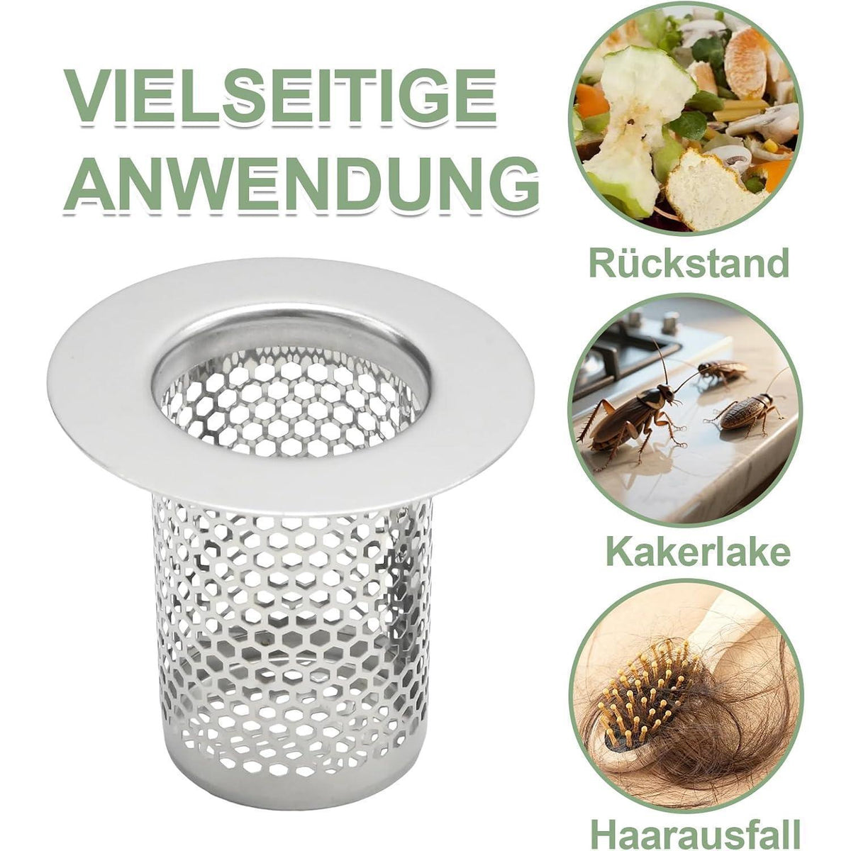 Edelstahl Abflussfilter 2er Set – Feinmaschig & Verstopfungsfrei