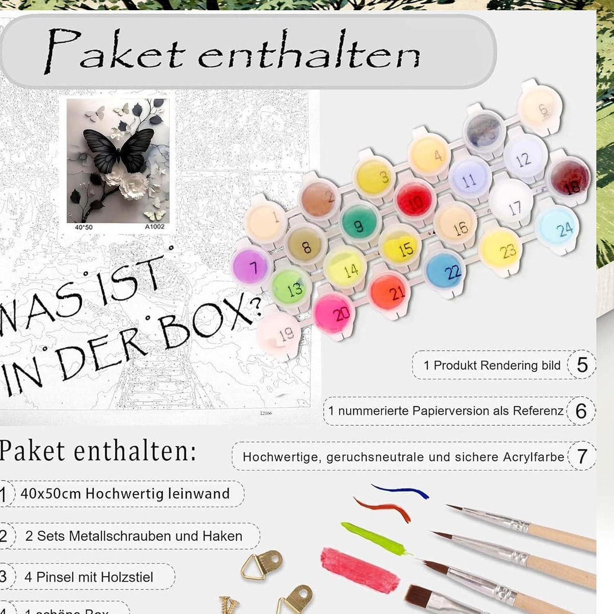 Malen nach Zahlen Schmetterling 40x50cm für Erwachsene & Kinder
