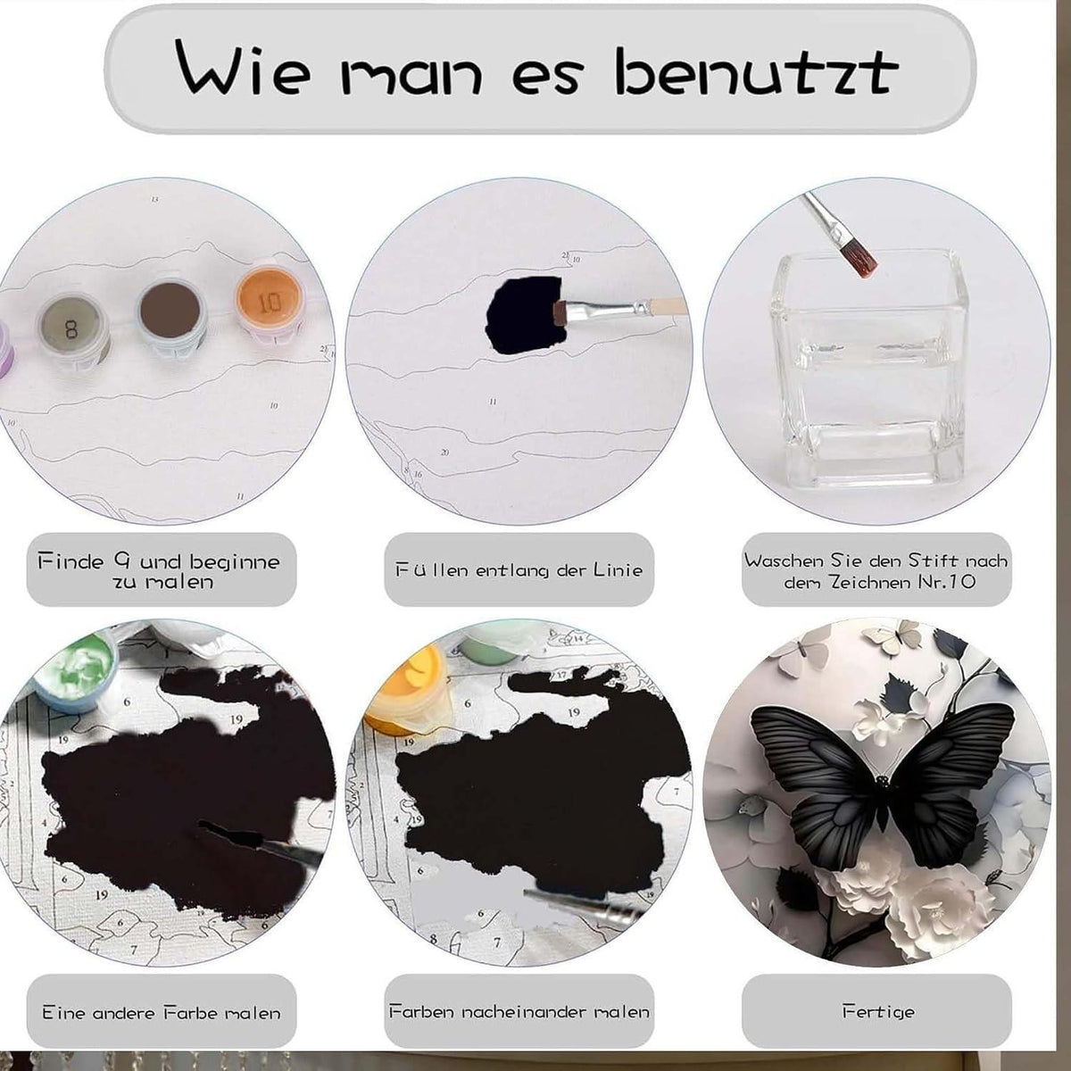 Malen nach Zahlen Schmetterling 40x50cm für Erwachsene & Kinder