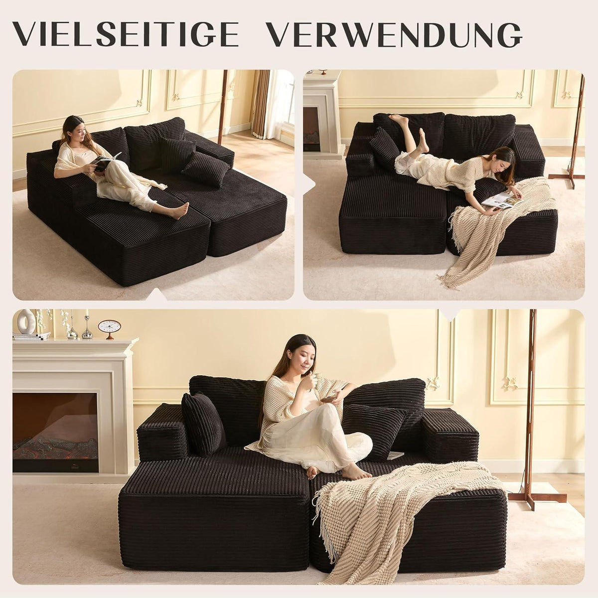 Großes Modulsofa 194cm – Bonell Ecksofa mit Recamiere & Schlafsofa