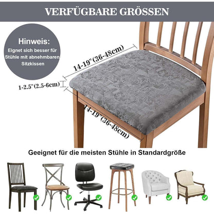 Stretch Stuhlhussen Set Grau – Abnehmbar & Waschbar