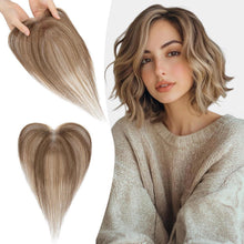 Haartopper Damen Echthaar Mittelbraun/Dunkelblond mit Pony