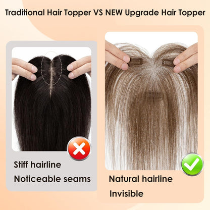 Haartopper Damen Echthaar Mittelbraun/Dunkelblond mit Pony
