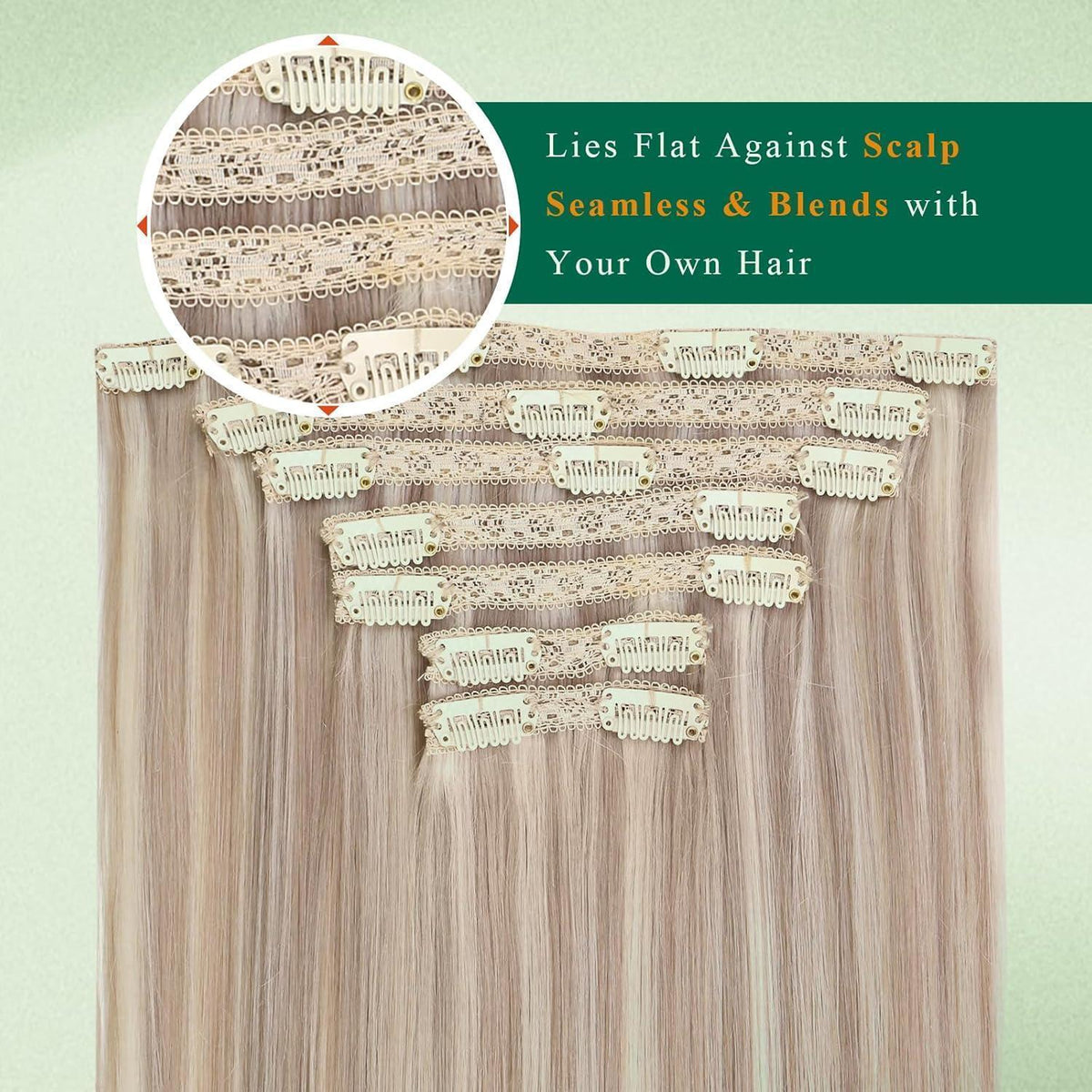 Clip-In Echthaar Extensions Blond Aschblond 30cm