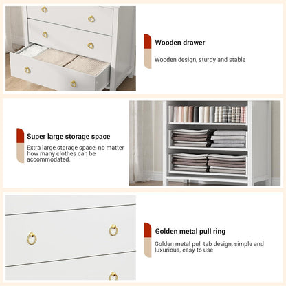 Weiße Kommode mit 3 Schubladen – Schlafzimmer Sideboard
