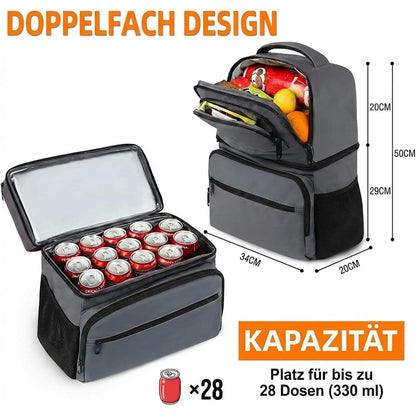 Kühlrucksack 34L – 40 Dosen, Thermo Rucksack für Picknick & Camping