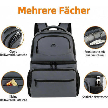 Kühlrucksack 34L – 40 Dosen, Thermo Rucksack für Picknick & Camping