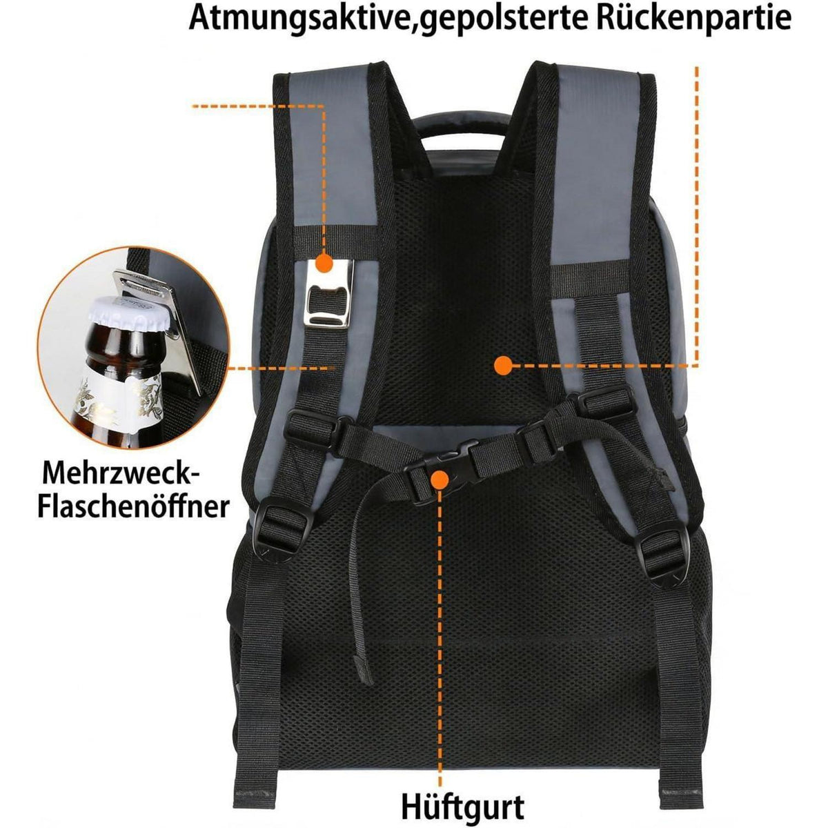 Kühlrucksack 34L – 40 Dosen, Thermo Rucksack für Picknick & Camping
