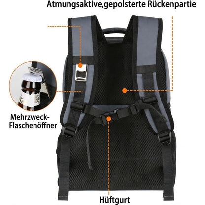 Kühlrucksack 34L – 40 Dosen, Thermo Rucksack für Picknick & Camping