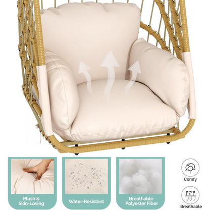 Rattan Hängesessel mit Kissen – Klappbar für Terrasse & Garten