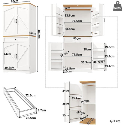 Moderner Küchenschrank 80x40x180cm mit Schubladen & Fächern