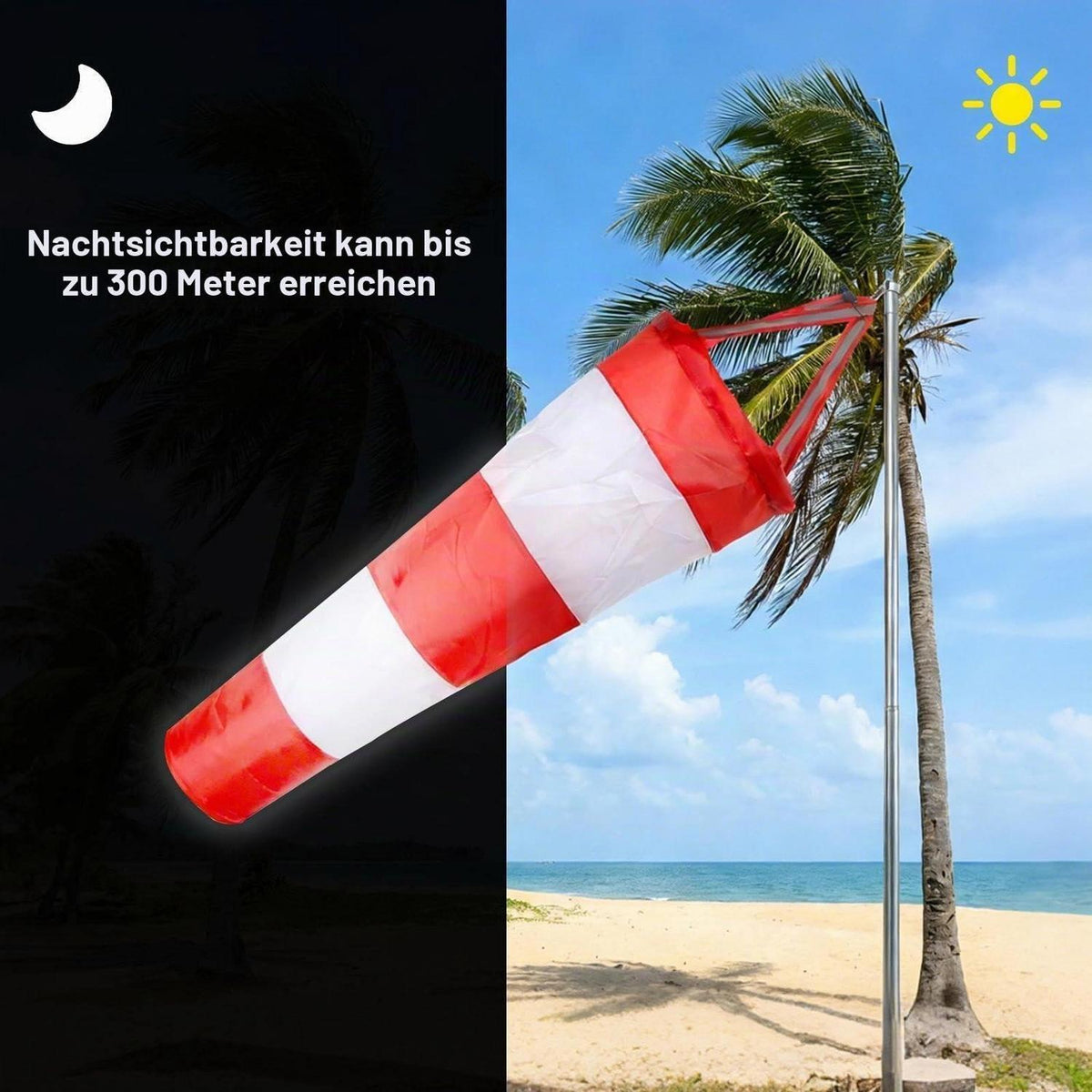 Windsack 0,8m Rot-Weiß – Wetterfester Windrichtungsanzeiger für Garten