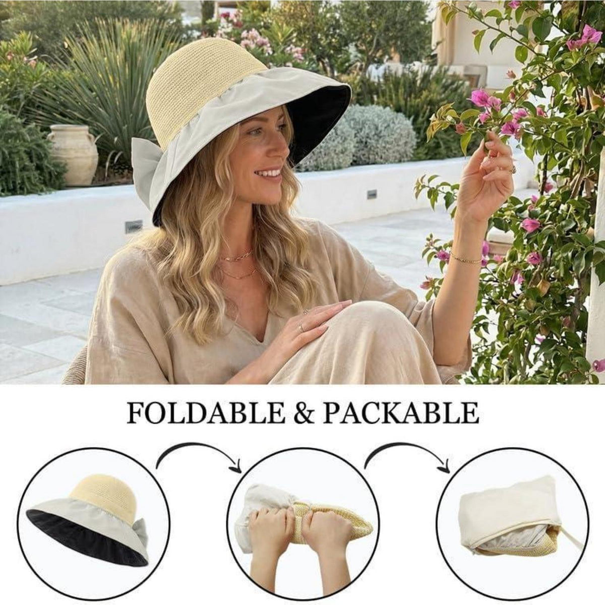 Sonnenhut Damen mit UPF 50 & Breiter Krempe – Beige