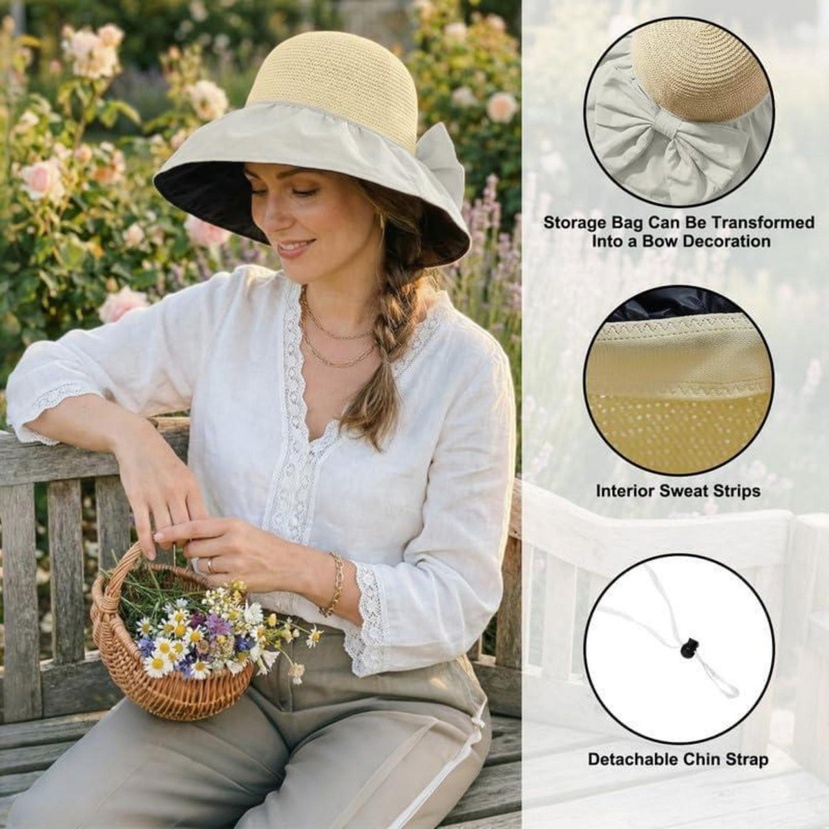 Sonnenhut Damen mit UPF 50 & Breiter Krempe – Beige