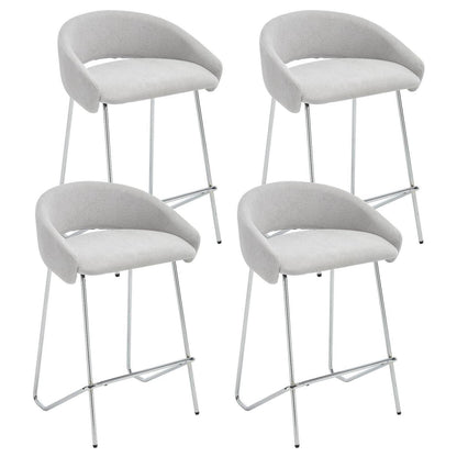 Barhocker Set 4er Grau – Chenille, Metallgestell, Modern