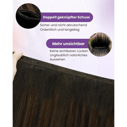 Echthaar Tressen Braun Balayage Ombre 35cm Remy Haar