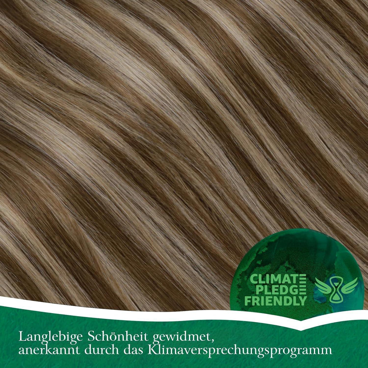 Echthaar Zopf Extension Mittelbraun mit Highlights