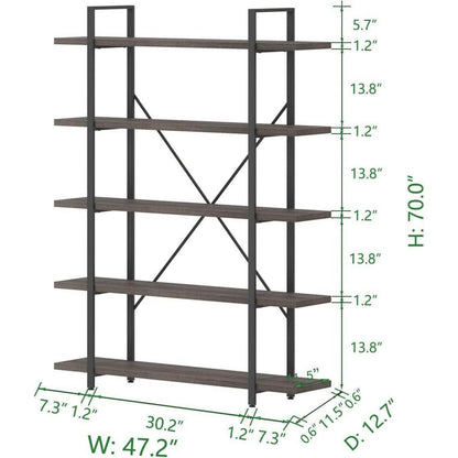 Holz-Metall Bücherregal 5 Ebenen Industriell