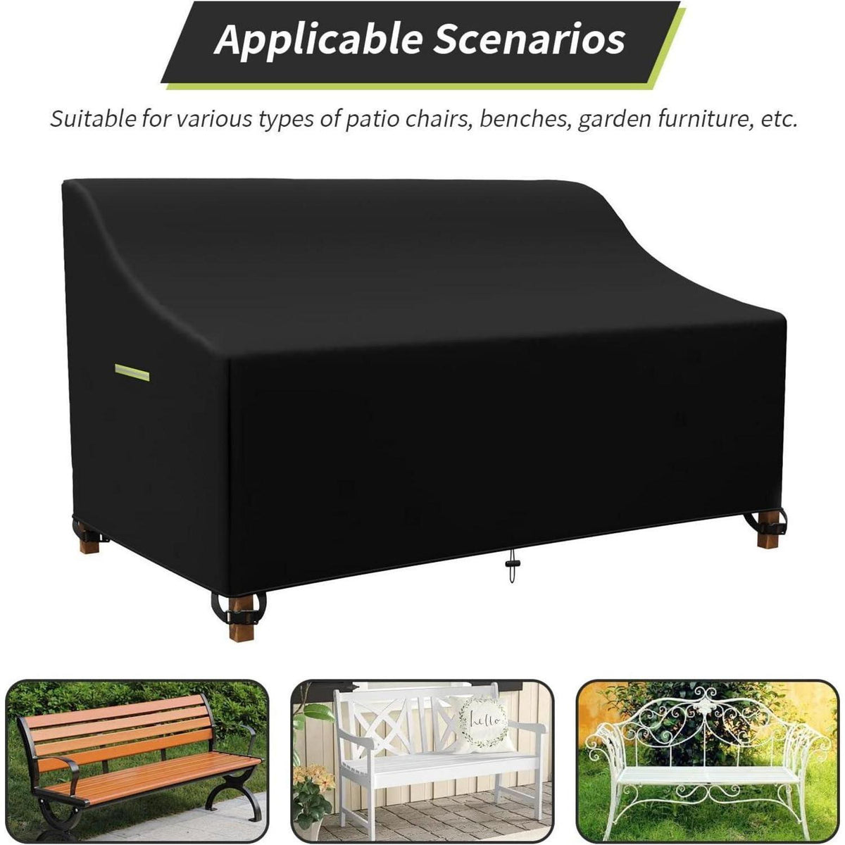 Wasserdichte Gartenbankabdeckung 600D Oxford – Schutzhülle 2-Sitzer