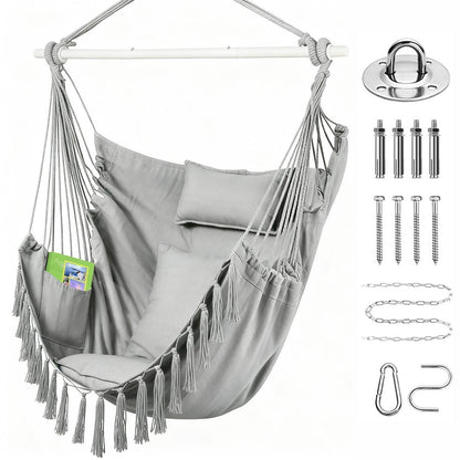 Extra großer Schaukelstuhl mit Kissen – Hängesessel für Terrasse & Schlafzimmer
