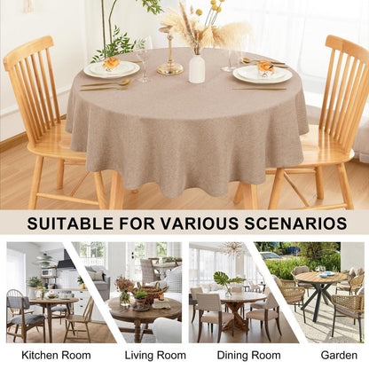 Runde Tischdecke Khaki 140cm – Abwaschbar & Wasserabweisend