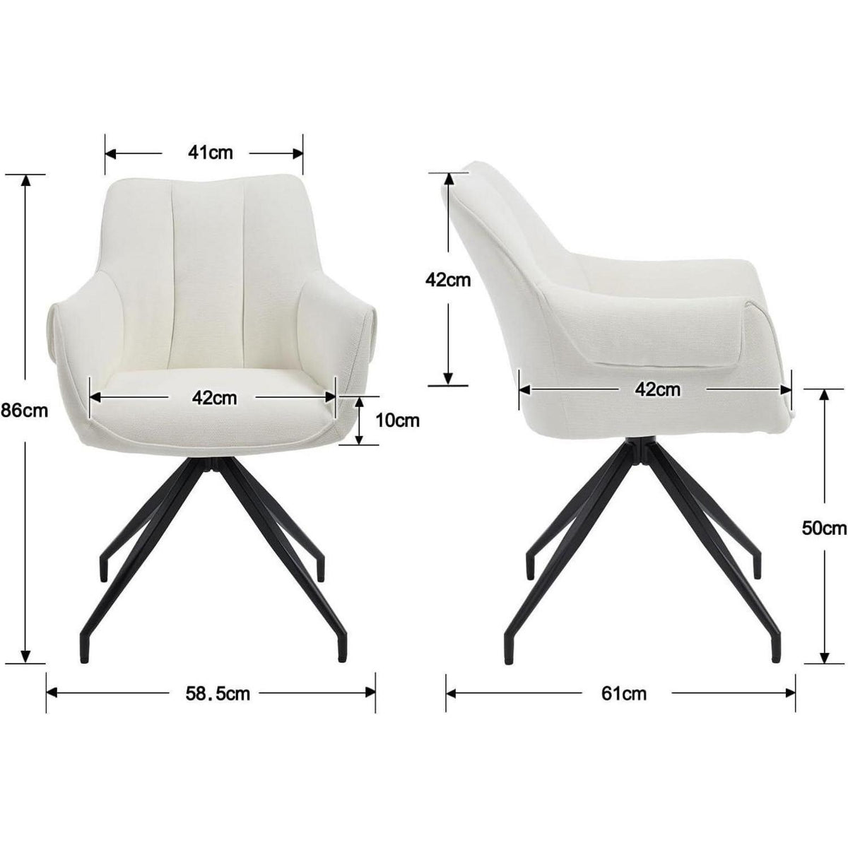 Drehbarer Esszimmerstuhl Set (2) – Beige, Chenille & Metallbeine