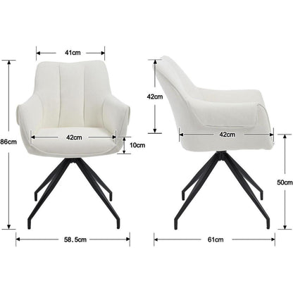 Drehbarer Esszimmerstuhl Set (2) – Beige, Chenille & Metallbeine