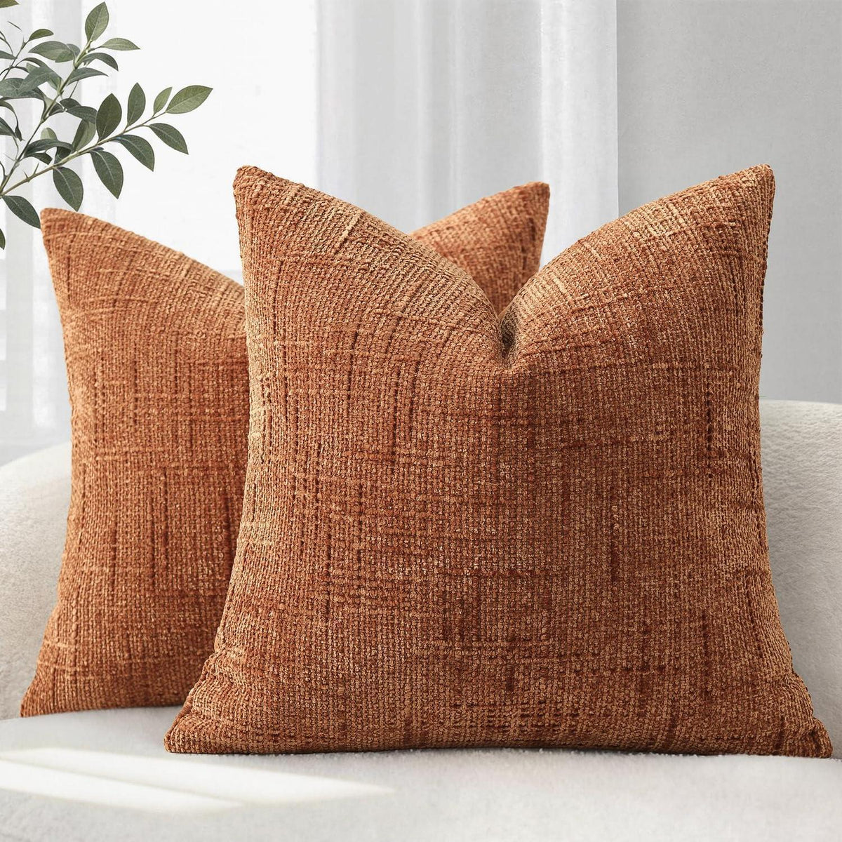 Chenille Kissenbezüge 2er Set 45x45 cm Orange