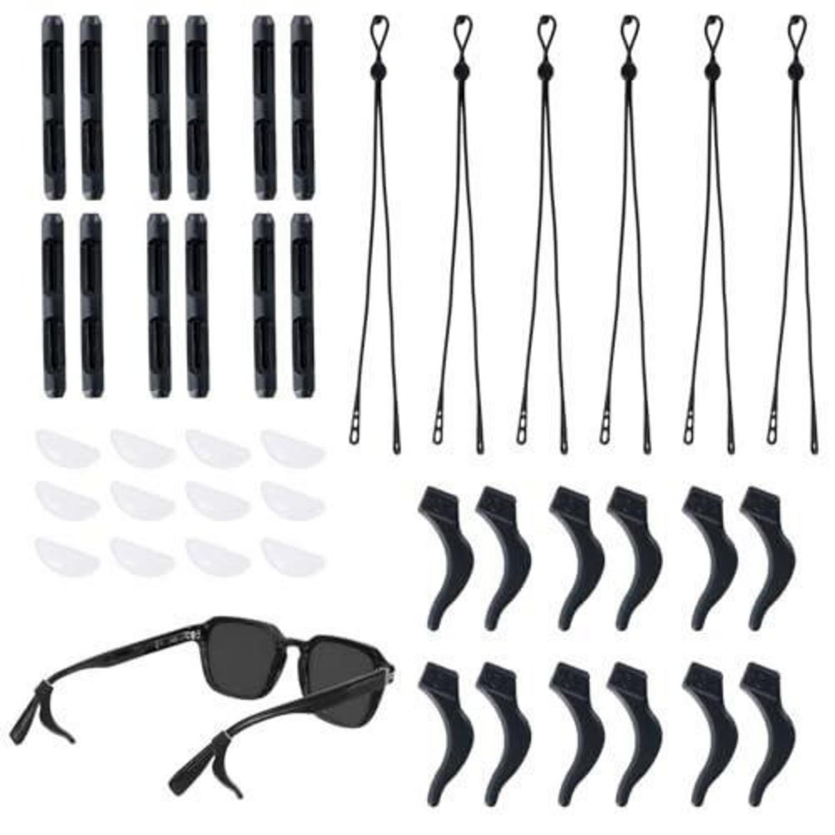 Brillen Zubehör Set: Ohrbügel, Nasenpads & verstellbare Bänder