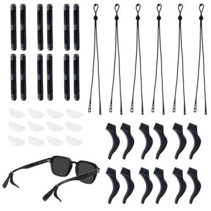 Brillen Zubehör Set: Ohrbügel, Nasenpads & verstellbare Bänder
