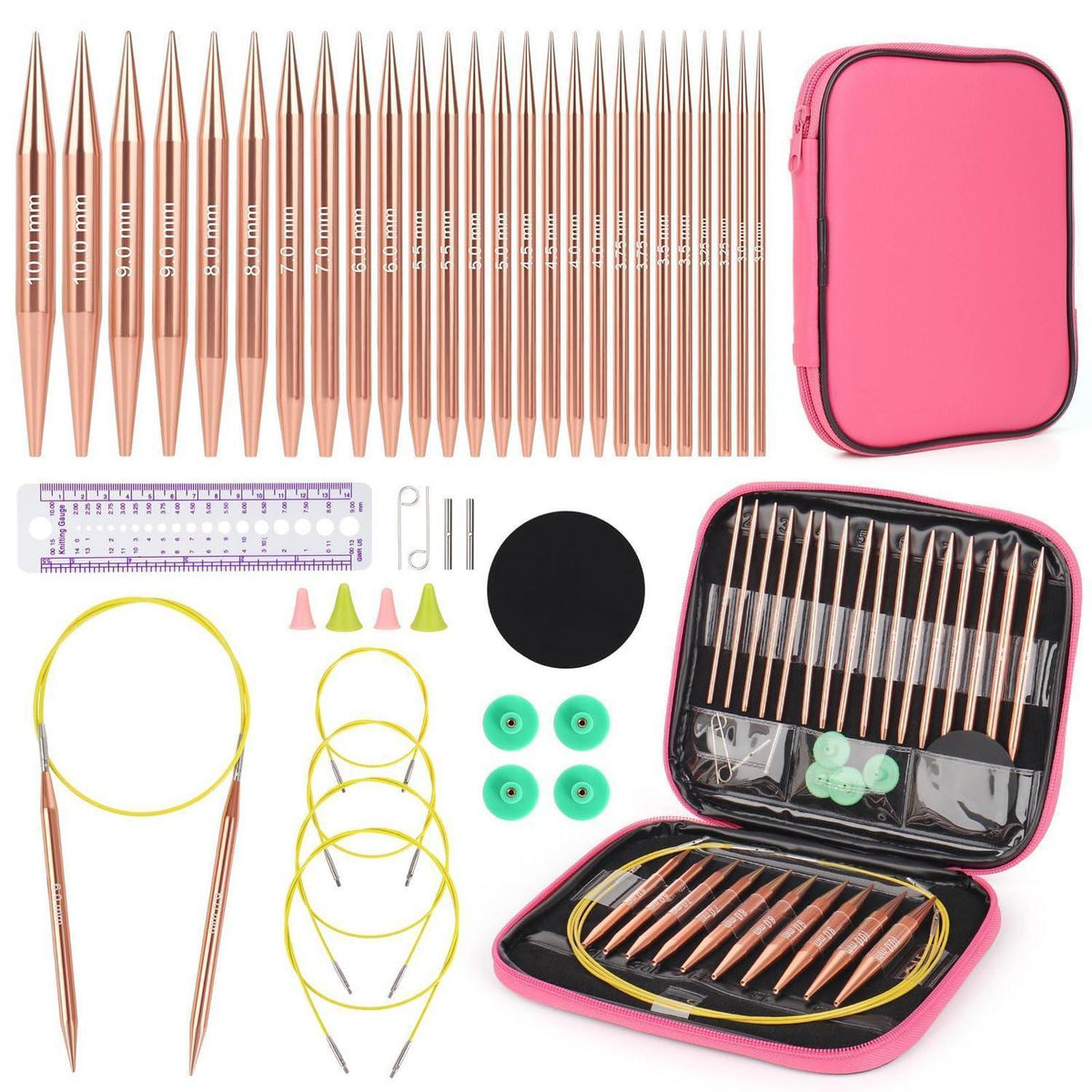Austauschbares Rundstricknadel-Set mit Zubehör für Anfänger & Profis