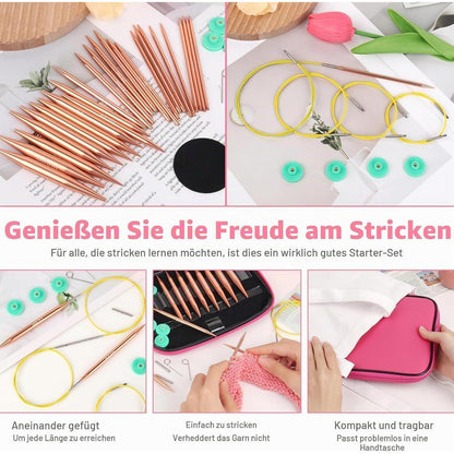 Austauschbares Rundstricknadel-Set mit Zubehör für Anfänger & Profis