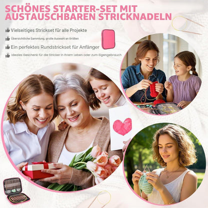 Austauschbares Rundstricknadel-Set mit Zubehör für Anfänger & Profis