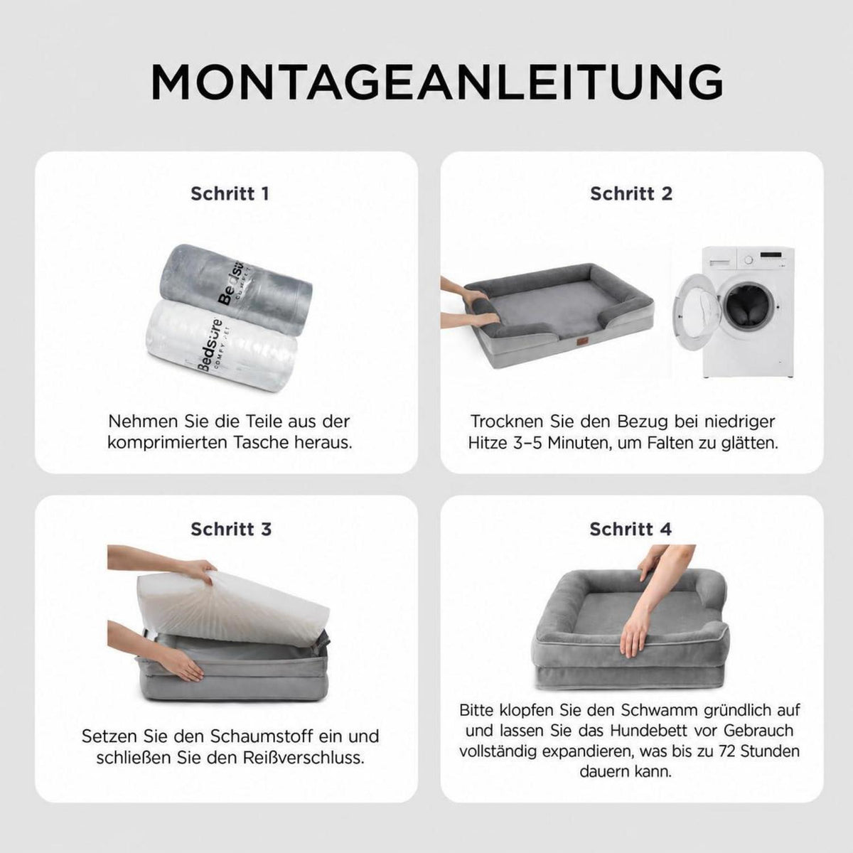 Orthopädisches Hundebett Grau – Kuscheliges Sofa für Große Hunde