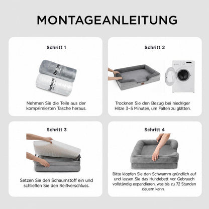 Orthopädisches Hundebett Grau – Kuscheliges Sofa für Große Hunde
