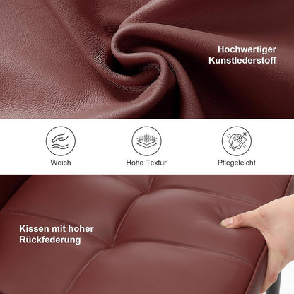Esszimmerstühle Set 4er –, Burgunderrot, 200kg Belastbar in Lederoptik
