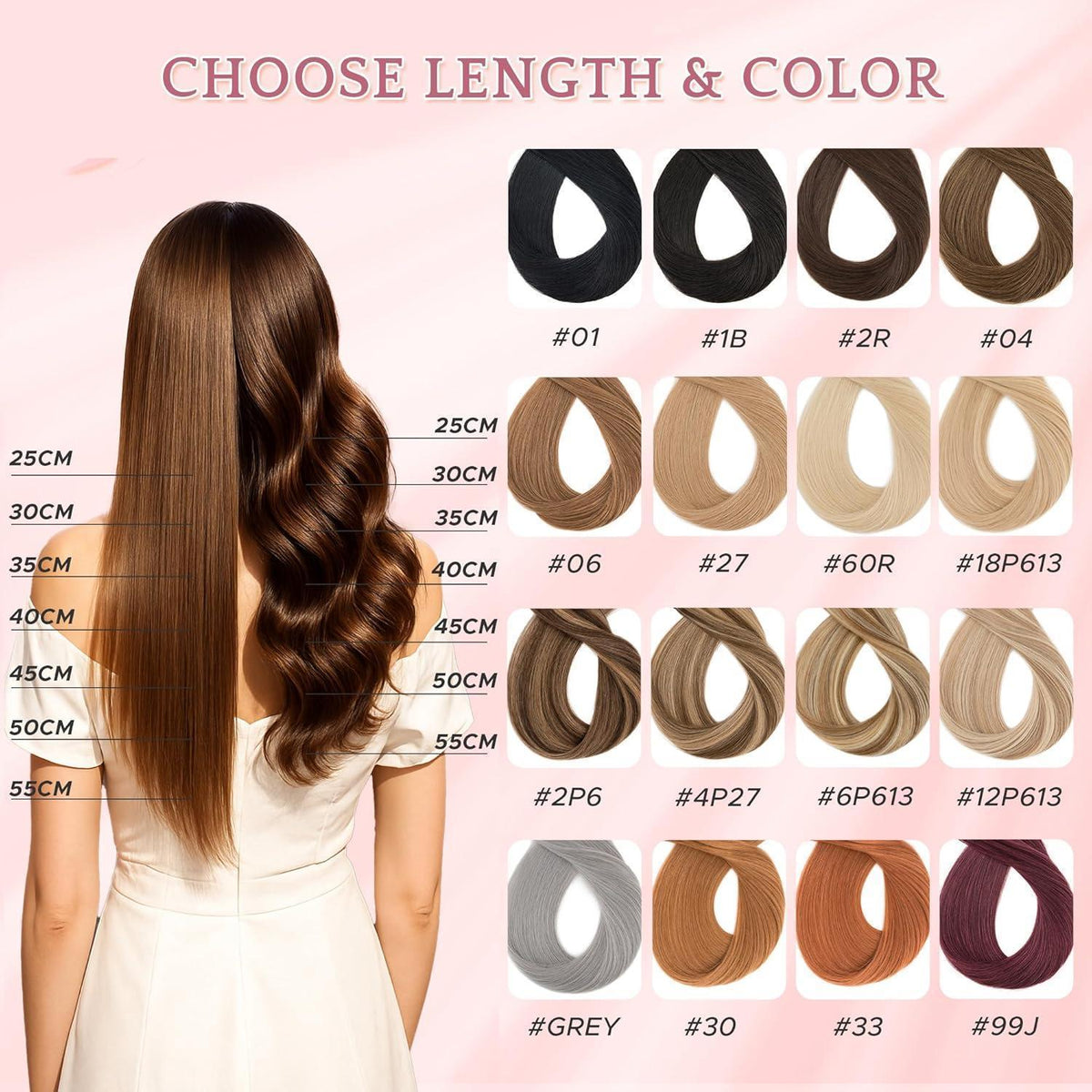 Echthaar Clip-in Extensions – Naturschwarz 35cm