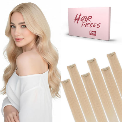 Clip in Haarverlängerung Echthaar Platinumblond #60R 25cm