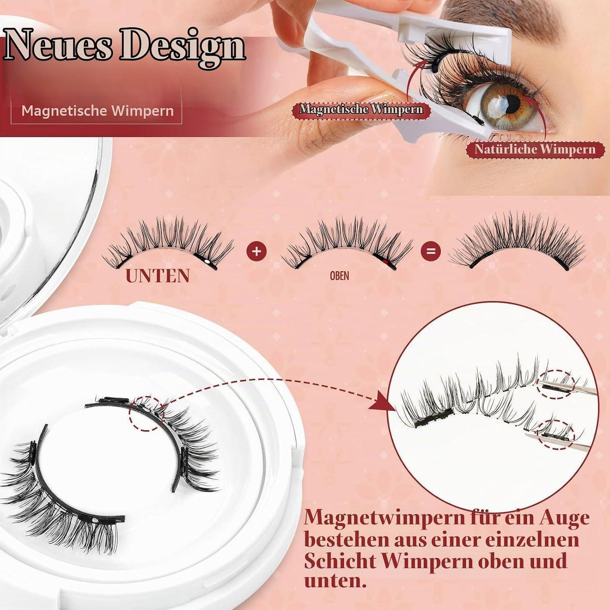 Magnetische Wimpern ohne Kleber – Natürlicher Look & Applikator