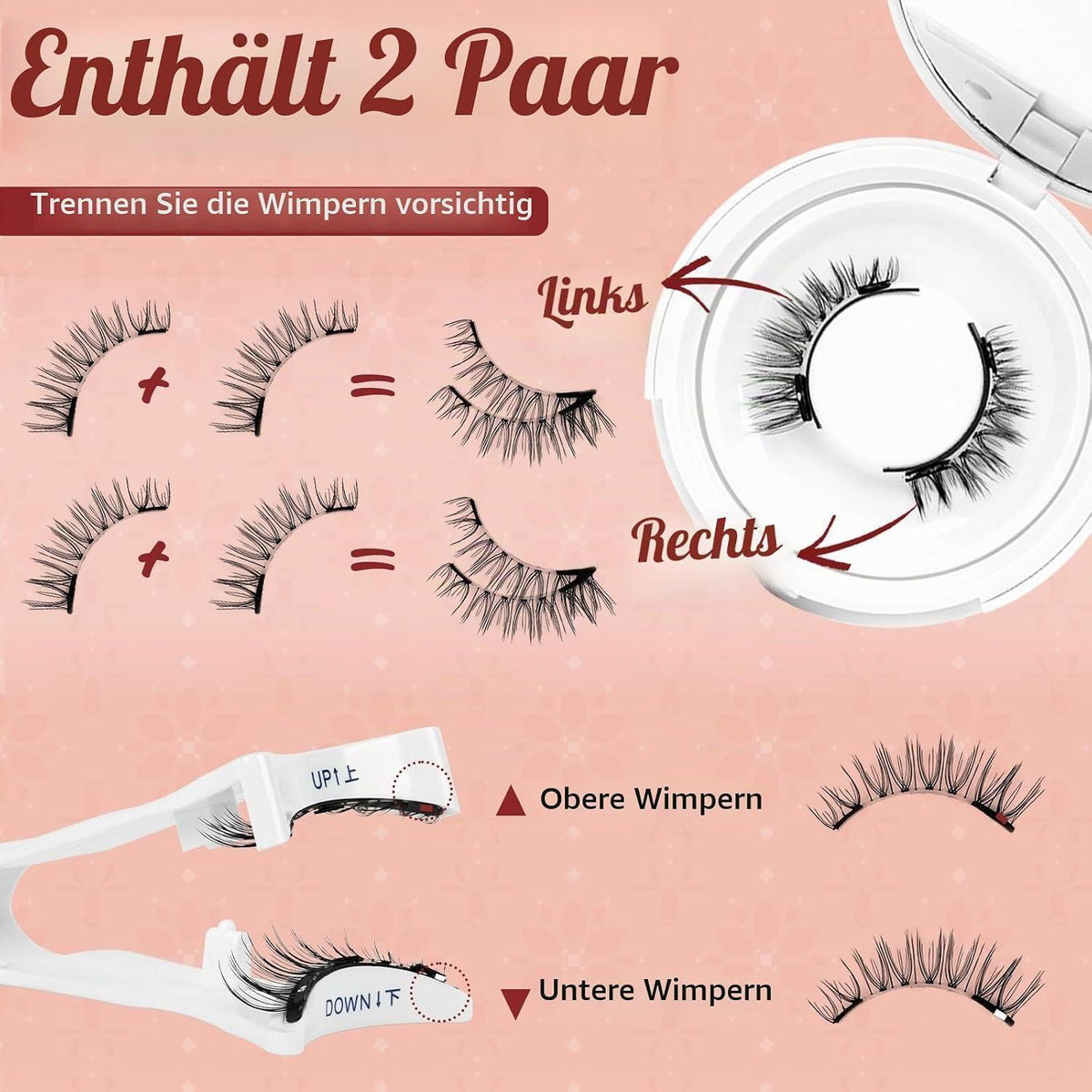 Magnetische Wimpern ohne Kleber – Natürlicher Look & Applikator