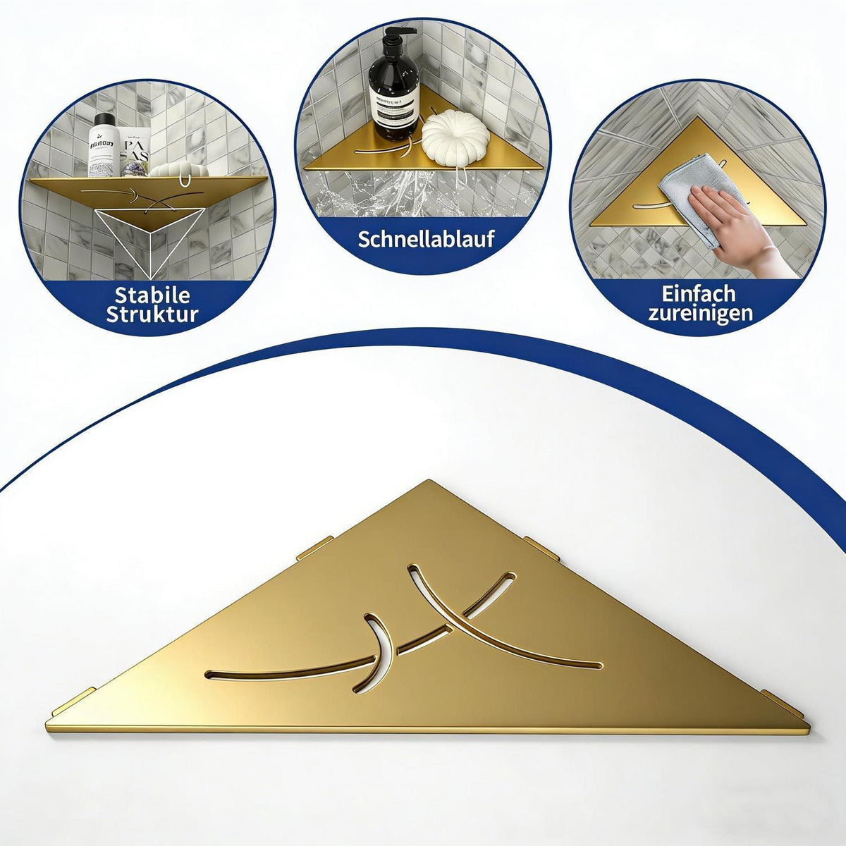 Eck-Duschregal Edelstahl 304 - 2er Set Goldene Duschablage