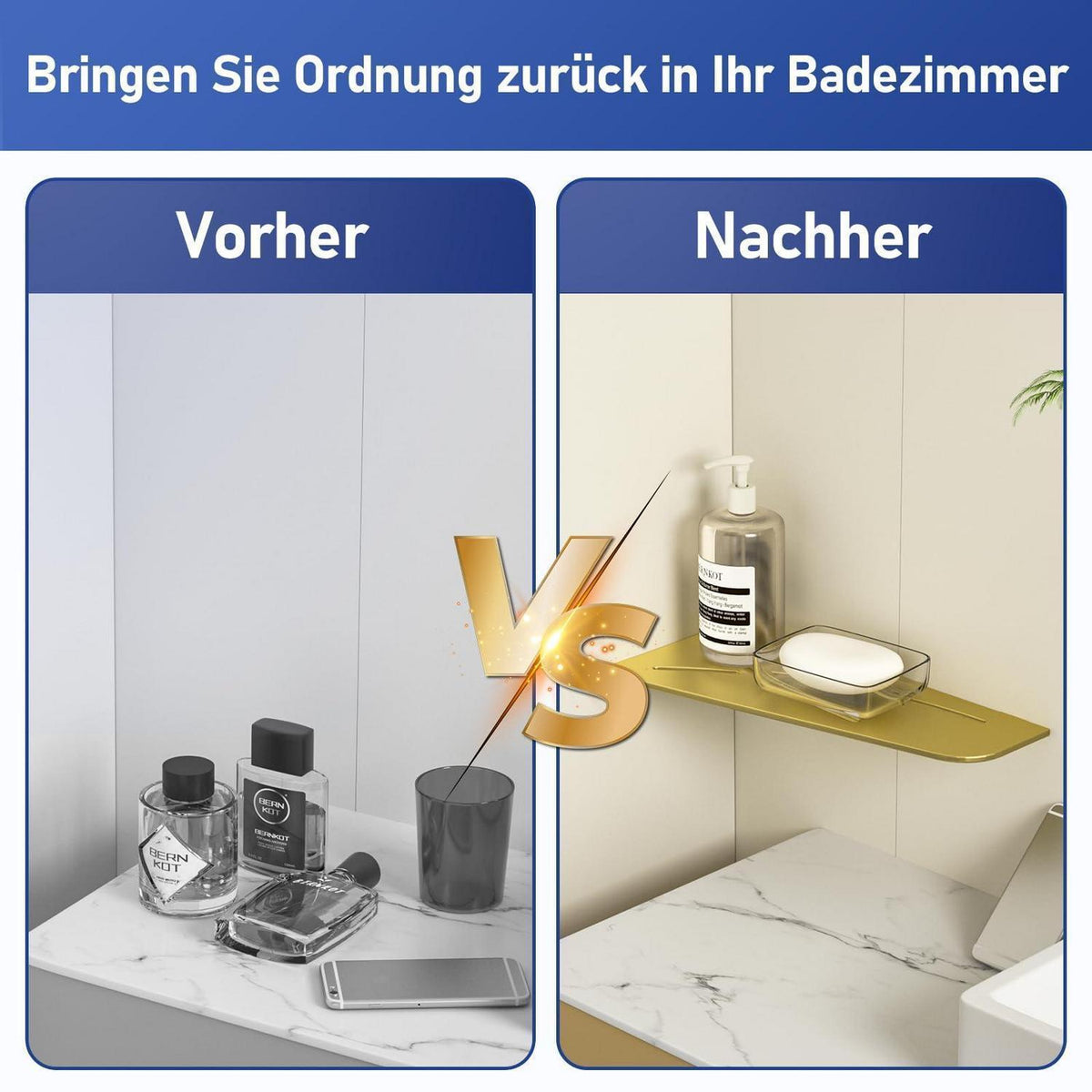 Eck Duschregal Edelstahl Gold - 2er Pack für Fliesen
