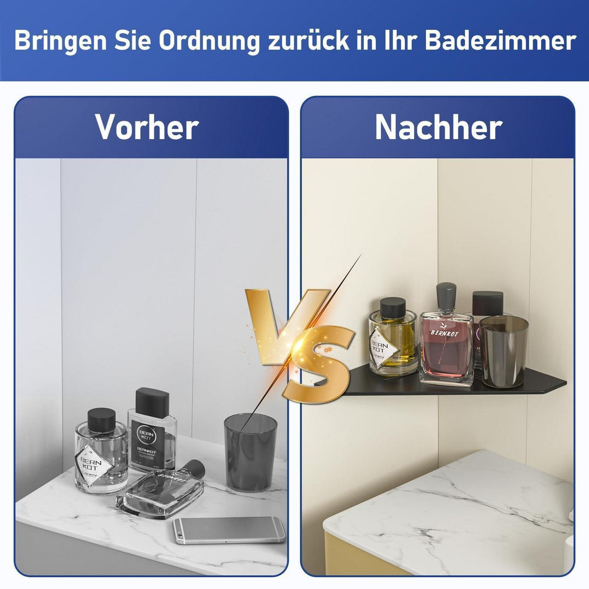 Duschablage Edelstahl Ecke Schwarz 2er Pack - Platzsparend & Robust