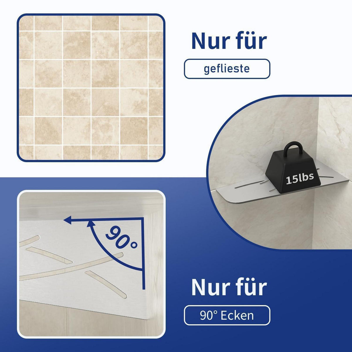 Eck Duschregal Edelstahl SUS304 - 2er Pack für Fliesen