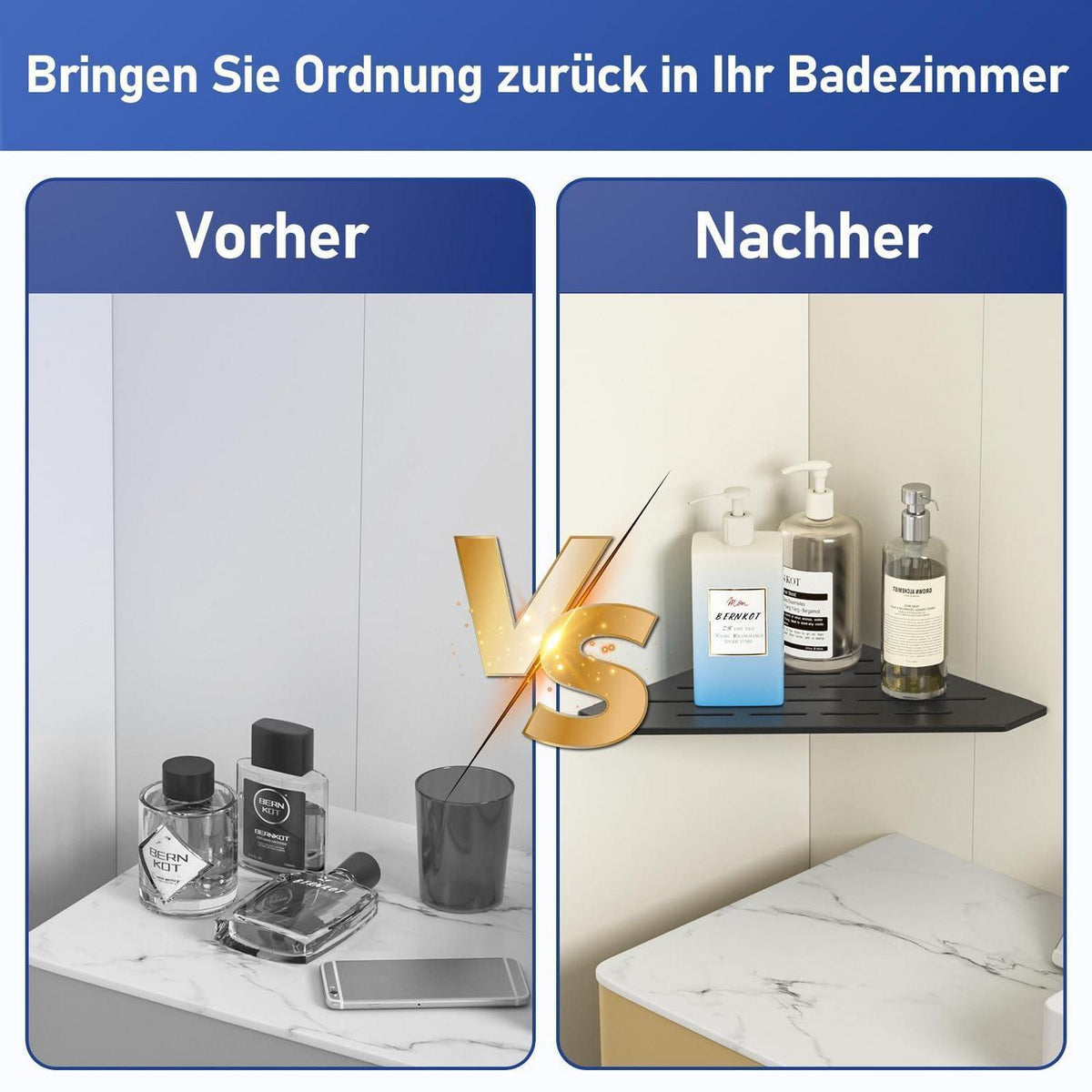 Edelstahl Duschablage Ecke – 2er Pack, Schwarz