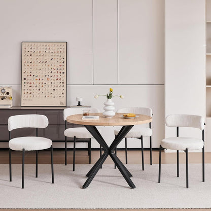 4er Set Esszimmerstühle Cordbezug Weiß – Modern & Komfortabel