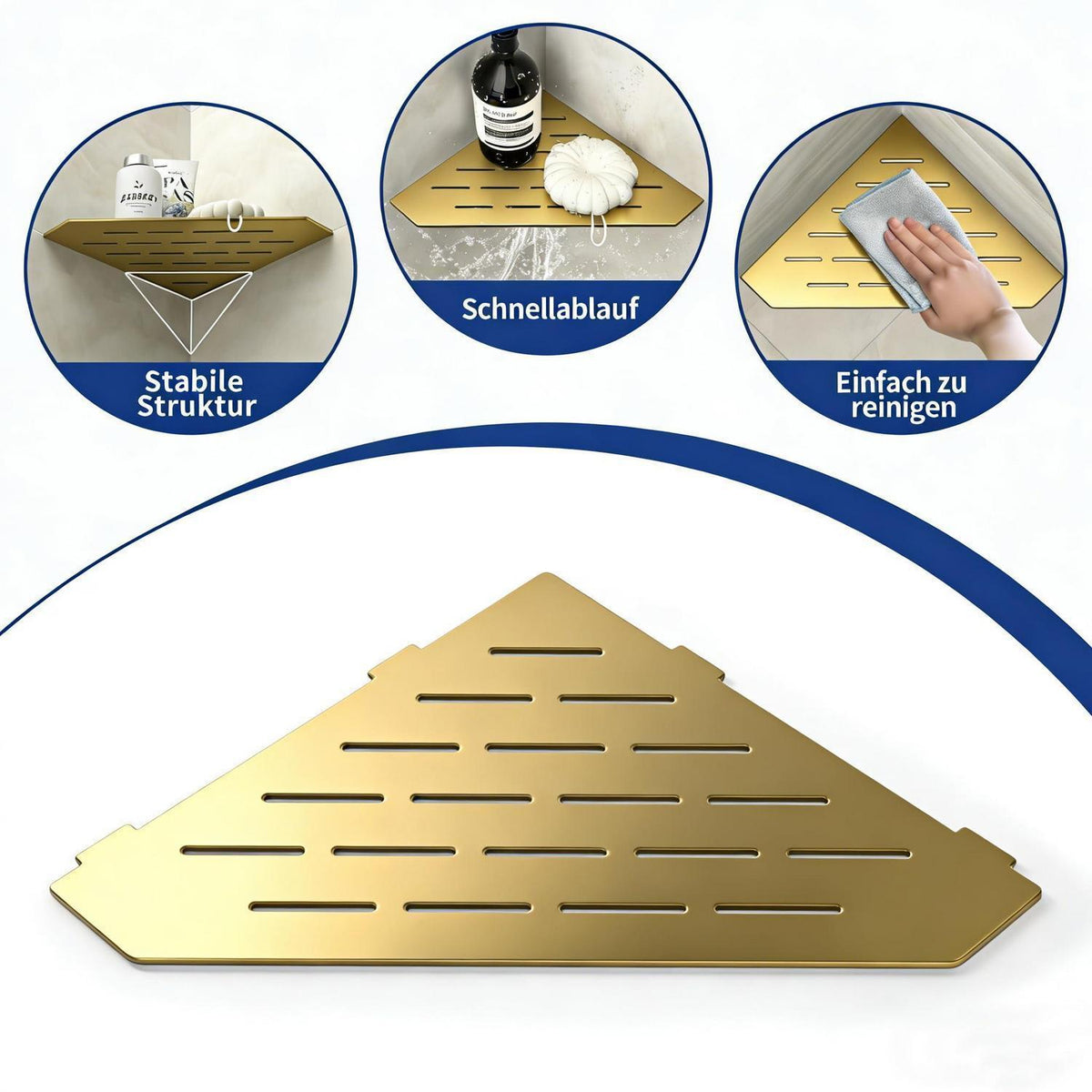 Edelstahl Eckregal Duschablage 2er-Pack Gold